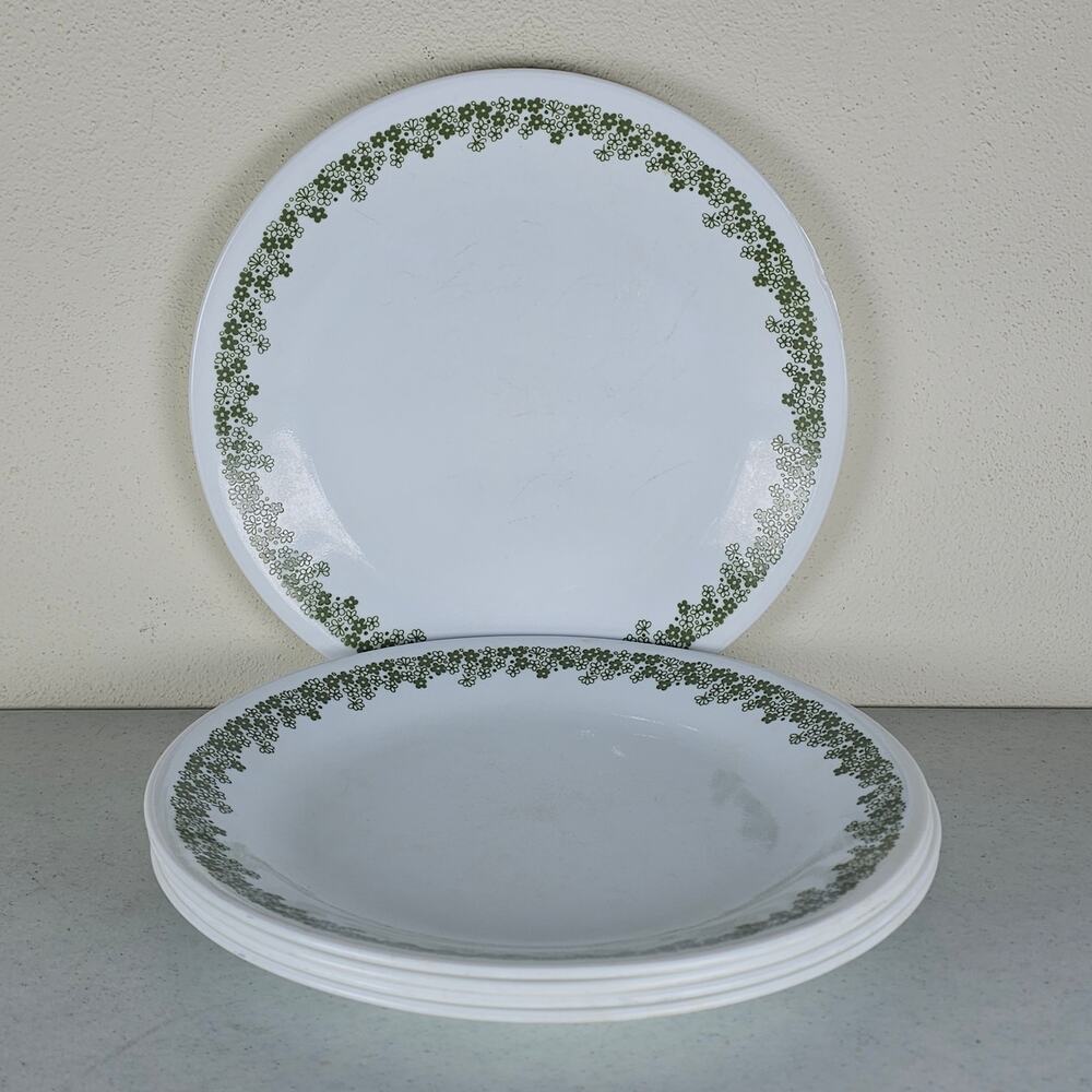 Set of 5 VINTAGE Corelle Spring Blossom Green Crazy Daisy 8½" Salad/Lunch Plates